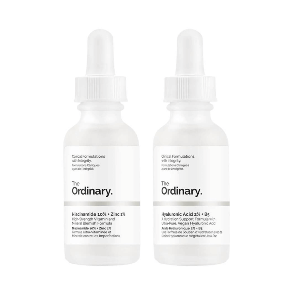 The Ordinary Facial Treatment: Hyaluronic Acid with 2% + B5 (30ml) and The Ordinary Niacinamide 10% + Zinc 1% (30ml) Bundle Face Care Set