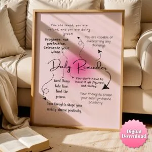 Dopamine Decor - Cubicle Decor with Light Pink Wall Art - Digital Download Motivational poster