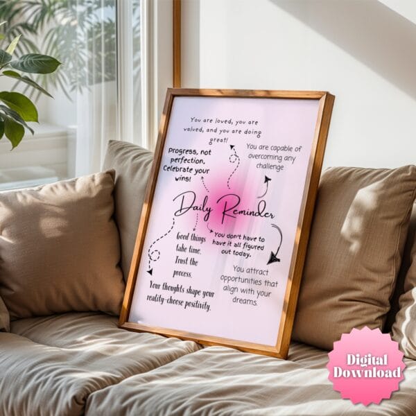 Dopamine Decor - Cubicle Decor with Light Pink Wall Art - Digital Download Motivational poster - Image 9
