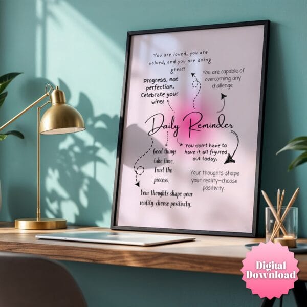 Dopamine Decor - Cubicle Decor with Light Pink Wall Art - Digital Download Motivational poster - Image 10