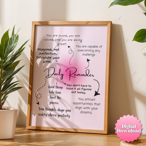 Dopamine Decor - Cubicle Decor with Light Pink Wall Art - Digital Download Motivational poster - Image 3