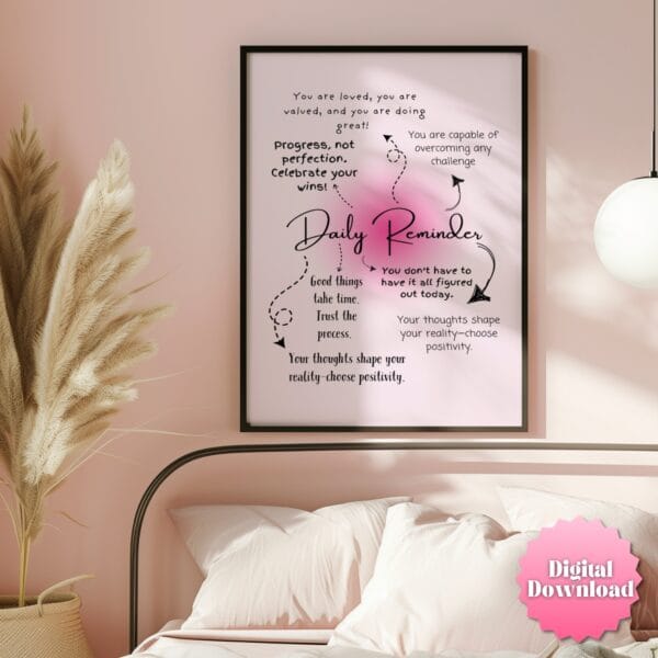 Dopamine Decor - Cubicle Decor with Light Pink Wall Art - Digital Download Motivational poster - Image 11