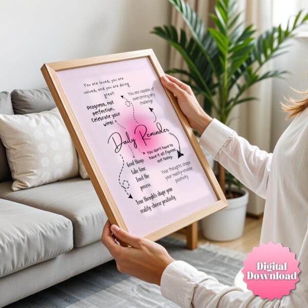 Dopamine Decor - Cubicle Decor with Light Pink Wall Art - Digital Download Motivational poster - Image 7