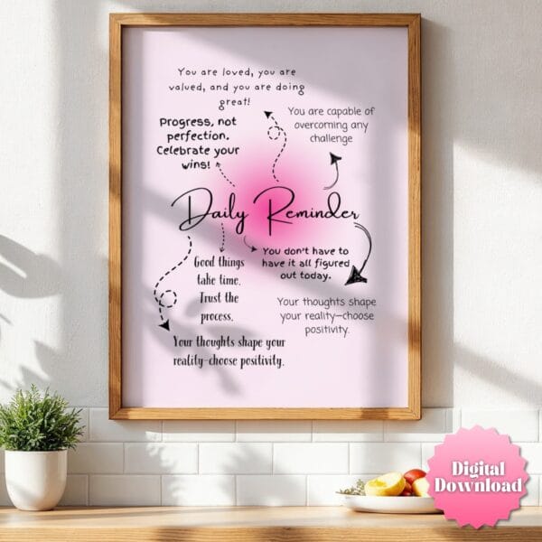 Dopamine Decor - Cubicle Decor with Light Pink Wall Art - Digital Download Motivational poster - Image 4