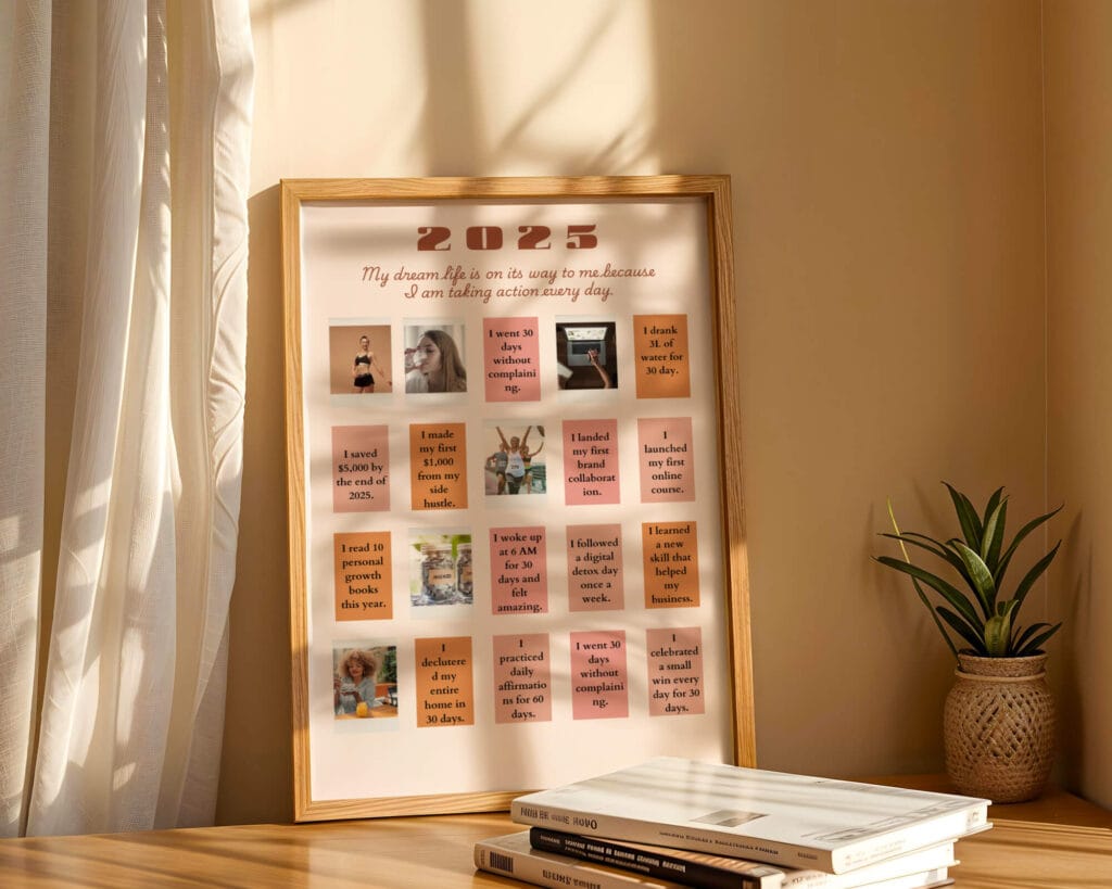 Aesthetic meets effective. Vision Board Bingo helps you take real action on your goals—with style.