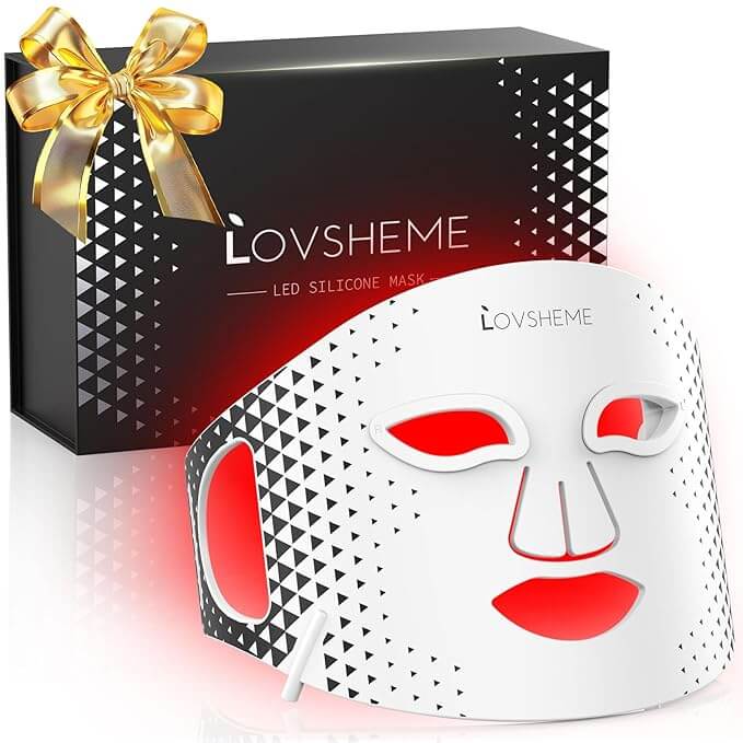 Lovsheme red light therapy mask with gift box packaging—perfect for anti-aging, acne treatment, and skincare lovers