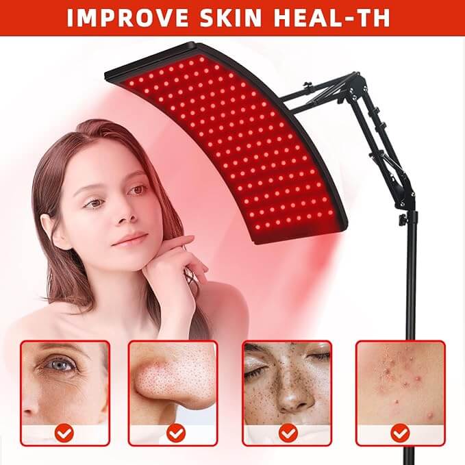 LED red light therapy for skin healing—targets acne, wrinkles, and enlarged pores with visible before and after skin results.