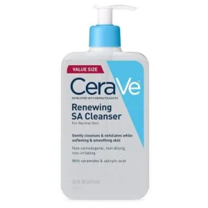 CeraVe Renewing SA Cleanser – Exfoliating Face Wash with Salicylic Acid, Hyaluronic Acid & Niacinamide (16 oz)