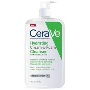 CeraVe Hydrating Cream-to-Foam Cleanser – Face Wash for Dry to Normal Skin with Hyaluronic Acid (19 oz)
