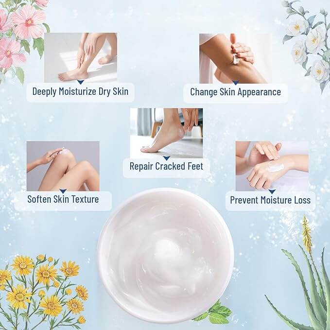 OUKEYA Urea Cream 42% with 2% Salicylic Acid in 5.29 oz tube, styled with soft towels and skin tools—used to treat keratosis pilaris, calluses, dry cracked heels, and bumpy skin.